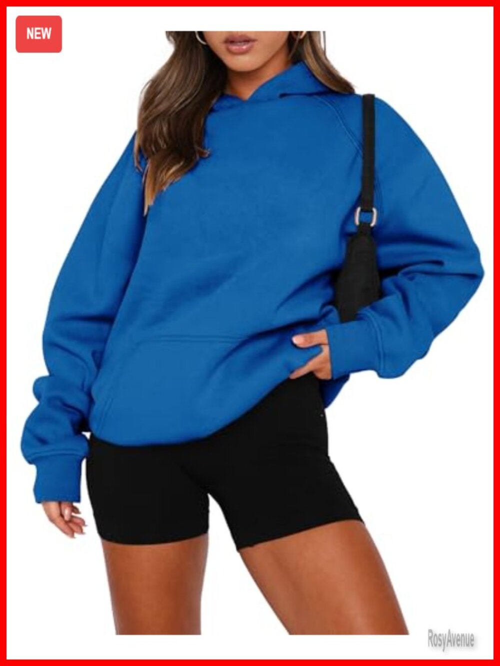 Womens Pullover Hoodie Sweatshirt Kangaroo Pocket Fleece Casual